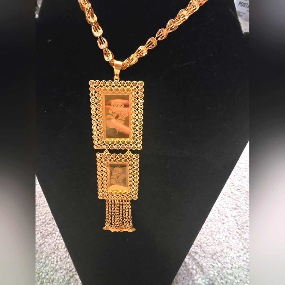 24kgp Dubai Jewelry Elegant Gold Necklace with Intricate Design